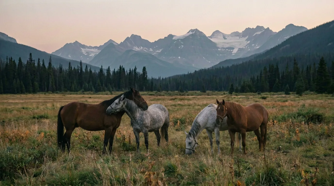 Chevaux en liberté, Écurie de Moniaz, Haute-Savoie